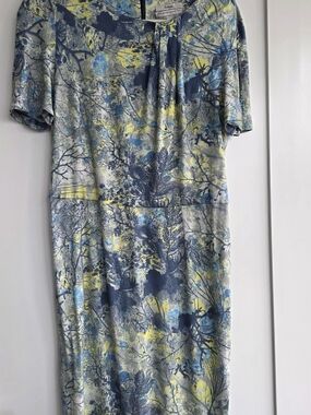 ERDEM Blue and Yellow Floral Jersey Dress